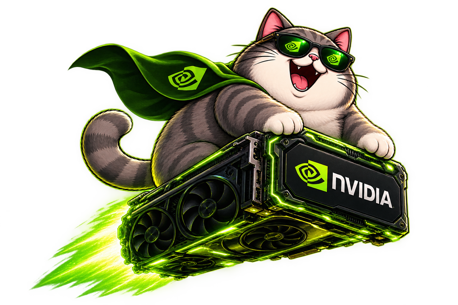 Chonk riding an NVIDIA GPU